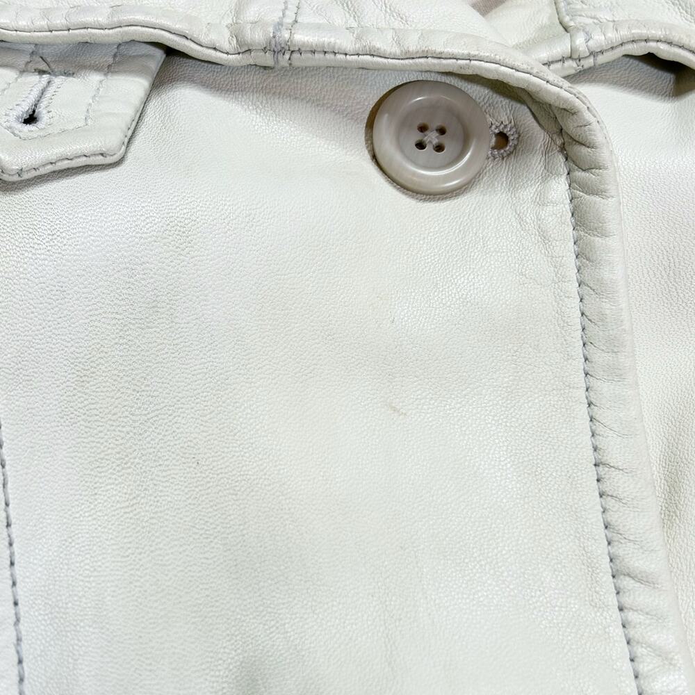 Gap Vintage 90s Y2K White Leather Jacket Large - Picture 6 of 9